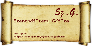 Szentpétery Géza névjegykártya
