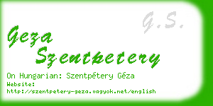 geza szentpetery business card